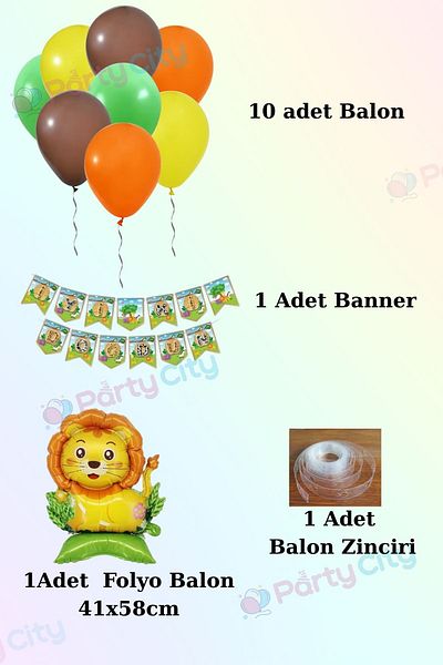 Party City Safari Themed Birthday Party Decorations Set |   Balloon Banner Lion Foil Number 100cm