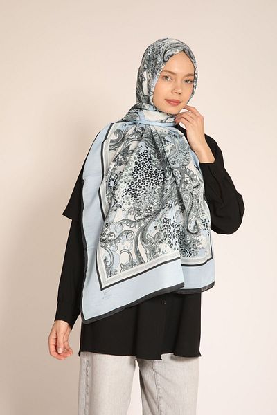 BERCHEM SCARF Leopard and Paisley Patterned Soft Shawl |   Silk Look Modern Design