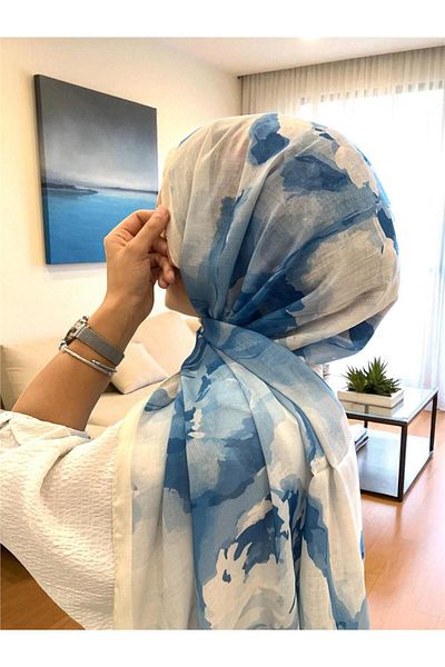 Baştacı Soft Batik 0347 Denim Blue Shawl