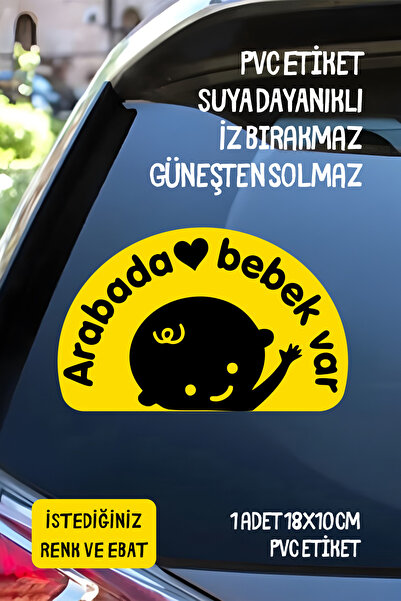 alışveriş kurdu Arabada Bebek Var Araba-Motosiklet Cam Etiket Sticker - Unisex