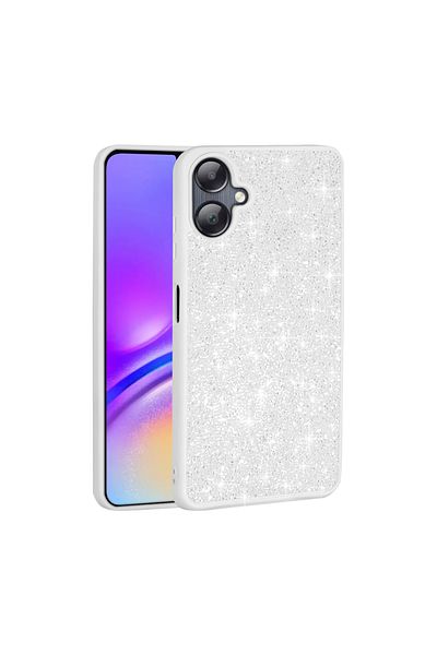 System Com حافظة هاتف Galaxy A06 بتصميم حجر لامع SYS Diamond Cover - أبيض
