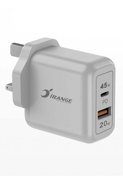 Generic iRange LC-U2 45W Dual Port Travel Adapter with USB-C PD & 20W USB-A | Fast Wall Charger | EU Plug |