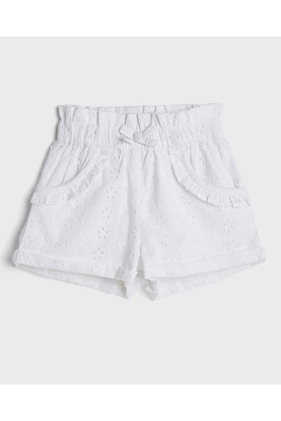 R&B White WOVEN SHORTS 6-24M