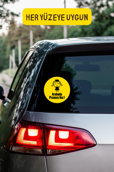 alışveriş kurdu There's a Princess in the Car Car-Motorcycle Windshield Sticker Sticker - Girl Yellow