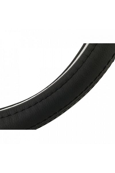 DELUXETUNING Husa volan PREMIUM, diametru 38cm, piele neagra, culoare neagra, la cutie