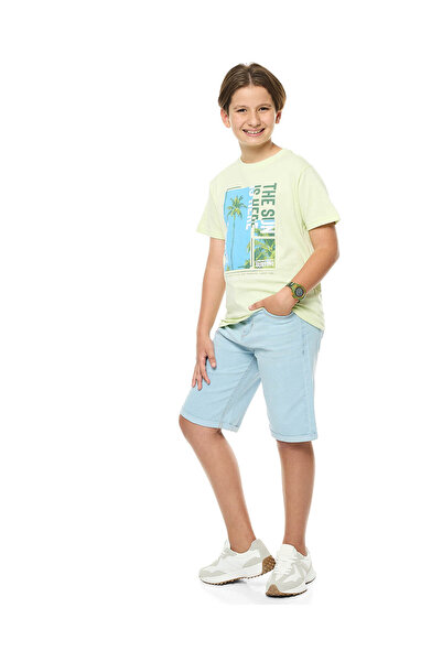 R&B شورت أزرق فاتح للأولاد من 8 إلى 16 سنة