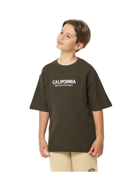 R&B تيشيرت أوليف للأولاد من عمر 8 إلى 16 سنة