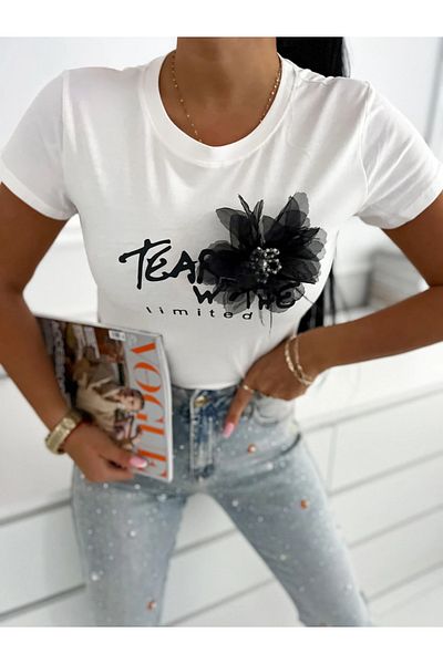 UniqueStore.ro Tricou Cu Floare Decorativă