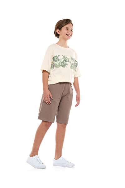 R&B شورت بني للأولاد من 8 إلى 16 سنة