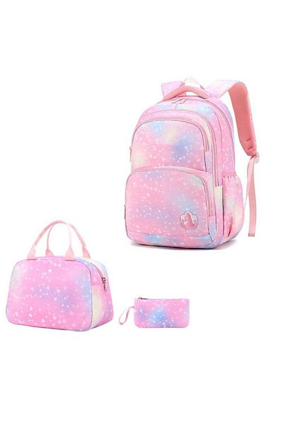huitich 3-Piece Pastel Galaxy Backpack Set for Girls School Bag, Lunch Bag & Pencil Case