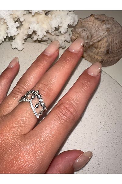 GLARE JEWELRY Queen Princess Crown Crown Model Adjustable Rhinestone Stainless Steel Ring