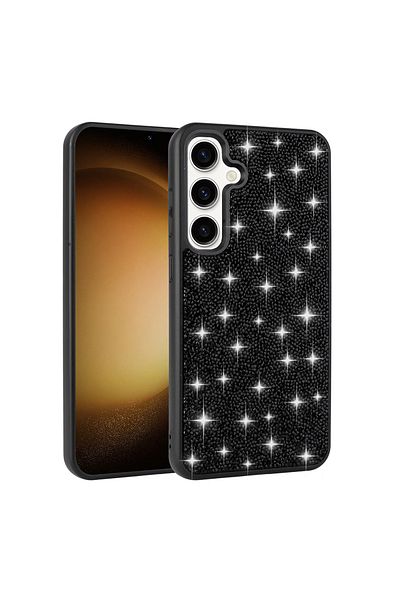 System Com حافظة هاتف Galaxy S25 بتصميم حجر لامع SYS Diamond Cover - وردي