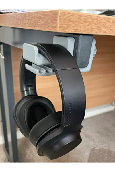 Biparca Store Dikey Monte Edilen Gri Ayarlanabilir Kulaklık Askılığı – Kendin...