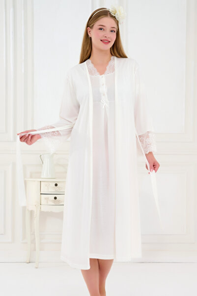 Emose طقم ملابس نوم للحوامل مكون من قطعتين مع ثوب نوم من الدانتيل