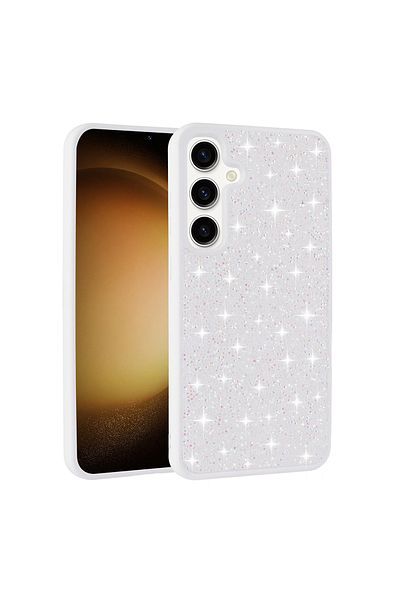 zore Galaxy S25 Case Shiny Stone Design Emp Diamond Cover - White