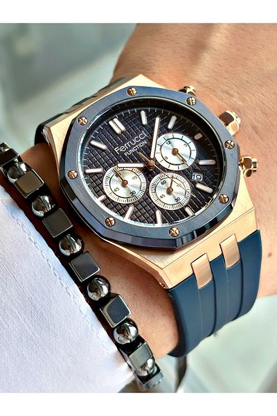 Ferrucci Original Design Watch with Functional Silicone Cord Men's Wristwatch Bracelet Gift