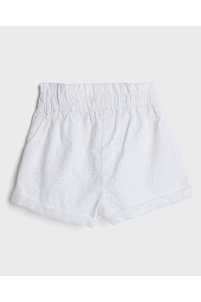 R&B White WOVEN SHORTS 6-24M