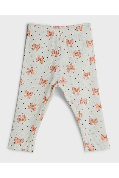 R&B Ivory KNIT LEGGING PRINTED 0-24M