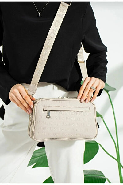 Just Polo Women's Medium Size Adjustable Embossed Patterned Modern Design Crossbody and Shoulder Bag P344023Pc
