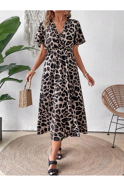 UniqueStore.ro Zilpa Dress With Animal Print Leopard