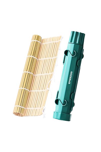 EMESZON Complete Set Sushi Rolls 2, EMESZON® Manual Sushi Rolling Machine with Bamboo Roller, Green