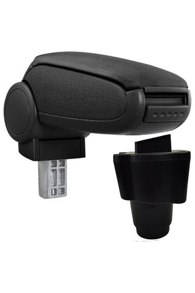 DELUXETUNING Car armrest compatible with Dacia Logan II 2017-> Black Textile Material