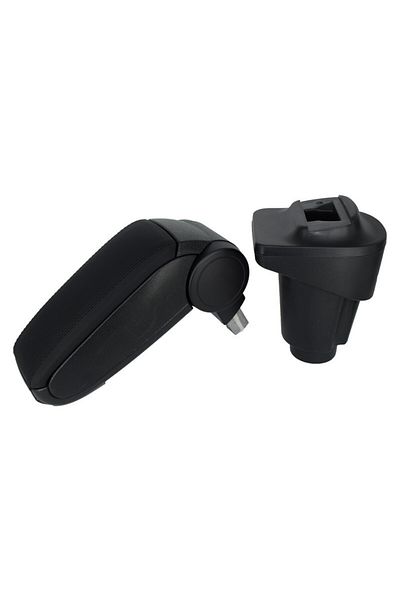 DELUXETUNING Car armrest compatible with Fiat 500L 2012->, black, imitation leather