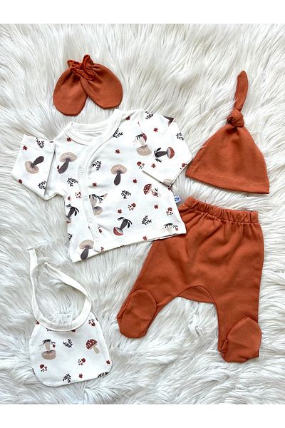 Linda Harris Mushroom Pattern Tile 5-Piece Newborn Baby Hospital Release Set