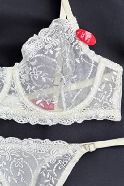 Moldina Великий розмір Екрю Броде комплект бюстгальтера Новий рік День закоханих