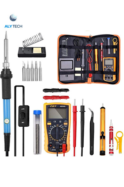 ALYTECH 60W Lehim Seti | Ayarlanabilir Havya + Multimetre + Lehim Pompası + U...