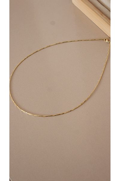 Tişt Accessory Xuping Gold Color Omega Non-Stretching Thin (43 cm) Chain Steel Necklace |   Unisex Chain Necklace