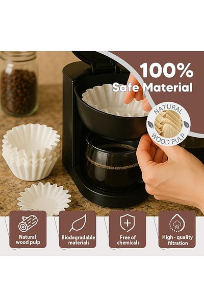 Omran Cart Wave W-185 Coffee Filters 100 Count Large, Kalita Wave 185 Compatible, Clean Brew