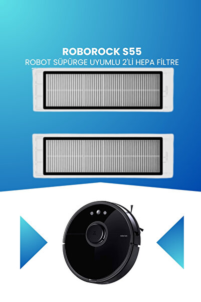 ELECTROLL Filtru Hepa compatibil cu aspiratorul robot Roborock S55, pachet de 2