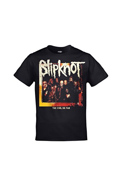 donamod Tricou negru unisex cu imprimeu Slipknot The End So Far față spate