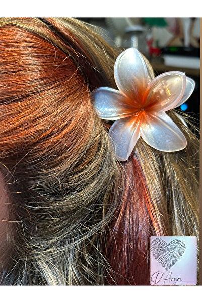Darya Dd401 مشبك شعر على شكل زهرة اللوتس البرتقالية (8 سم)