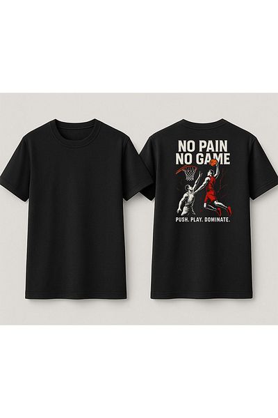 YEACHY Μαύρο μπλουζάκι μπάσκετ Unisex με στάμπα