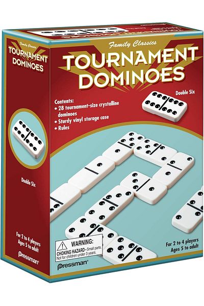 Pressman Goliath Classics Tournament Dominoes Double Six Crystalline Tiles Board Game