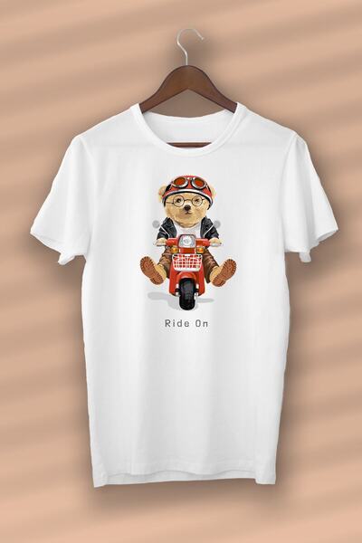 donamod تي شيرت تيدي بير سبورت كول مطبوع من القطن العضوي الأبيض للجنسين