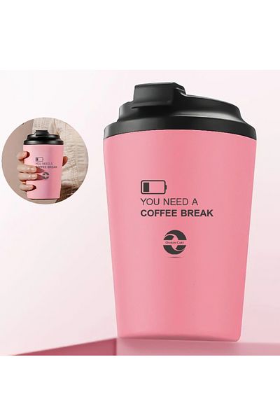 Omran Cart 12oz Coffee Travel Mug – Coral Pink, Insulated, Leakproof, Reusable Stainless Cup