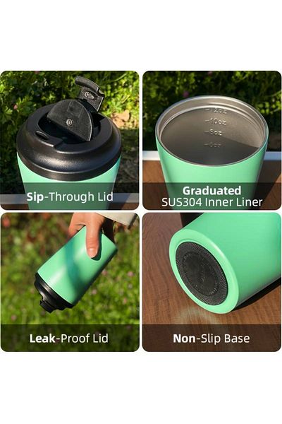 Omran Cart 12oz Coffee Travel Mug – Seafoam Green, Insulated, Leakproof, Reusable Cup