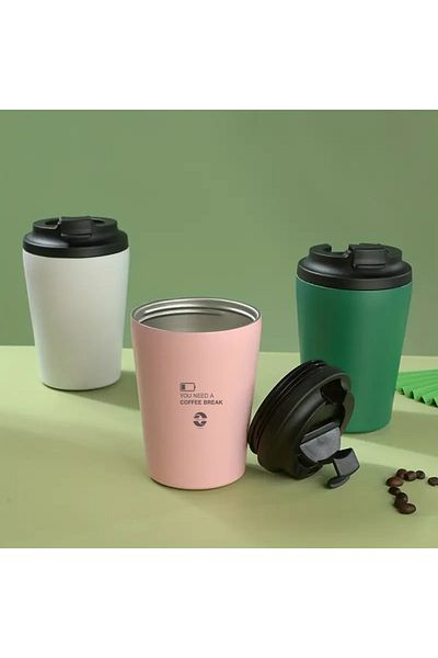 Omran Cart 12oz Coffee Travel Mug – Coral Pink, Insulated, Leakproof, Reusable Stainless Cup
