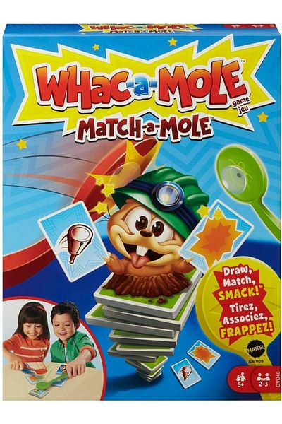 Mattel Games Whac-A-Mole Match-A-Mole Kids Card Game With Mole Smackers For 5 Year Old & Up