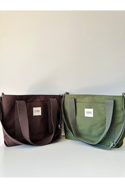 Sowa Collection 2'li Kanvas Çıtçıtlı Çanta Ayarlanabilir Çapraz Askılı Kadın El Ve Omuz Çantası