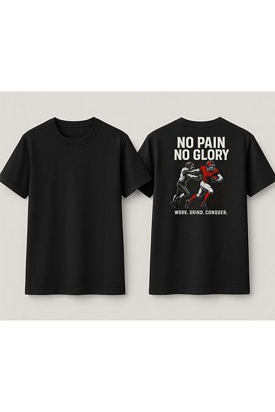YEACHY Μαύρο μπλουζάκι Unisex με στάμπα αμερικανικού ποδοσφαίρου