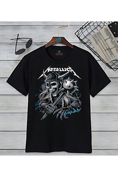 donamod تي شيرت ميتاليكا جمجمة مطبوع كبير الحجم للجنسين