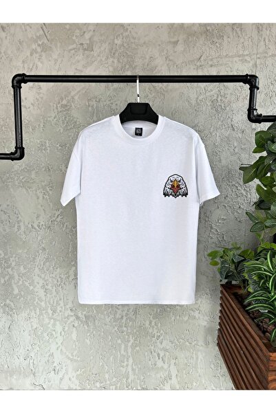 donamod Tricou alb pentru bărbați cu imprimeu Eagle