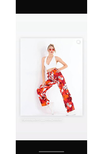 Polologin Butik Comfortable Fit Wide Leg Viscose Trousers