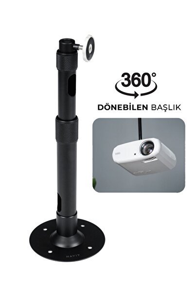 HALL BREATHE Projeksiyon Tavan ve Duvar Askı Aparatı, 360 Derece, Siyah