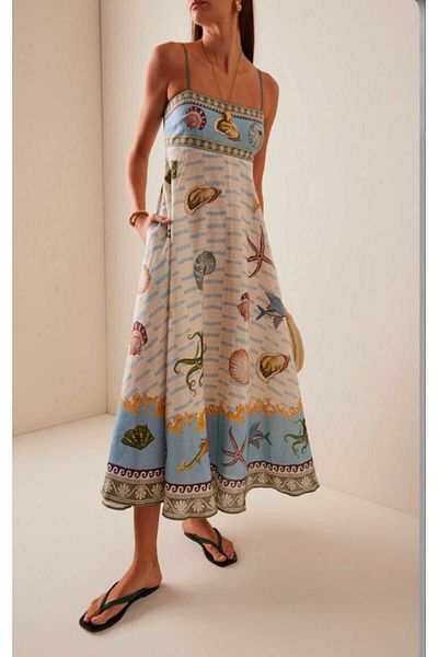 Butik Şenel Sea Animals Printed Strap Dress