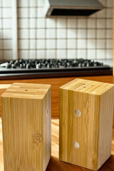 Woodcept Set of 2 Bamboo Mushroom Salt and Pepper Shakers, Bamboo Salt and Pepper Shakers